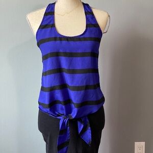 Blue and black strip tie top